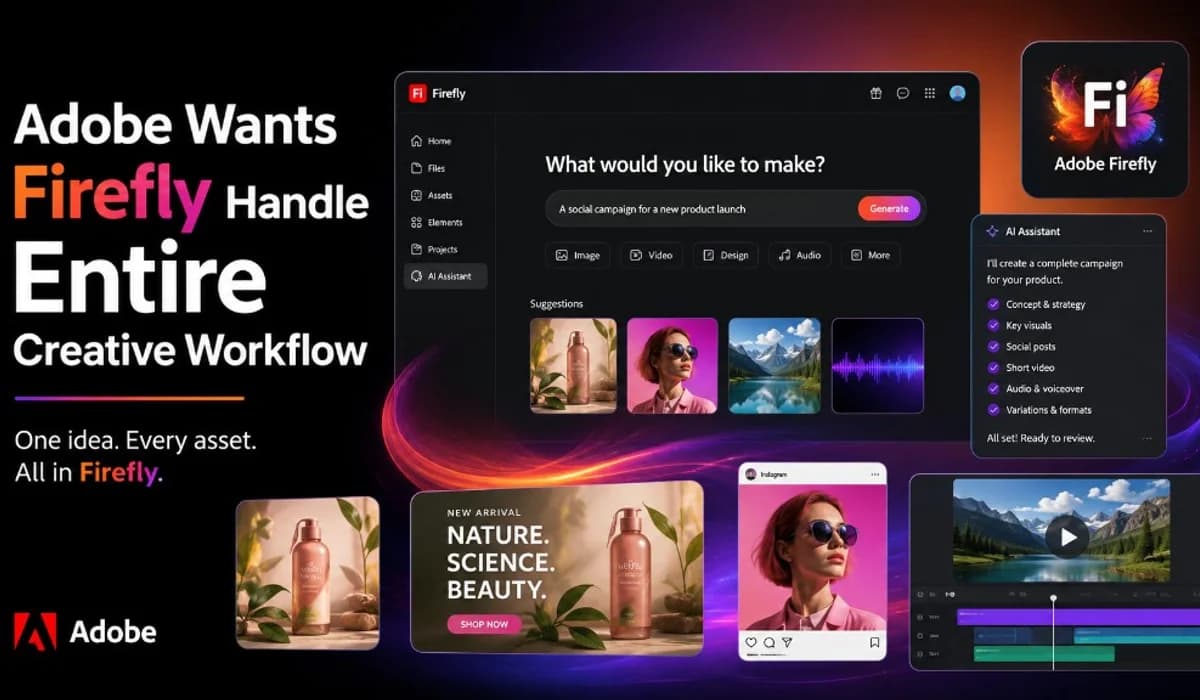 Adobe Wants Firefly to Handle the Entire Creative Process — Firefly AI Assistant and campaign workflow graphic