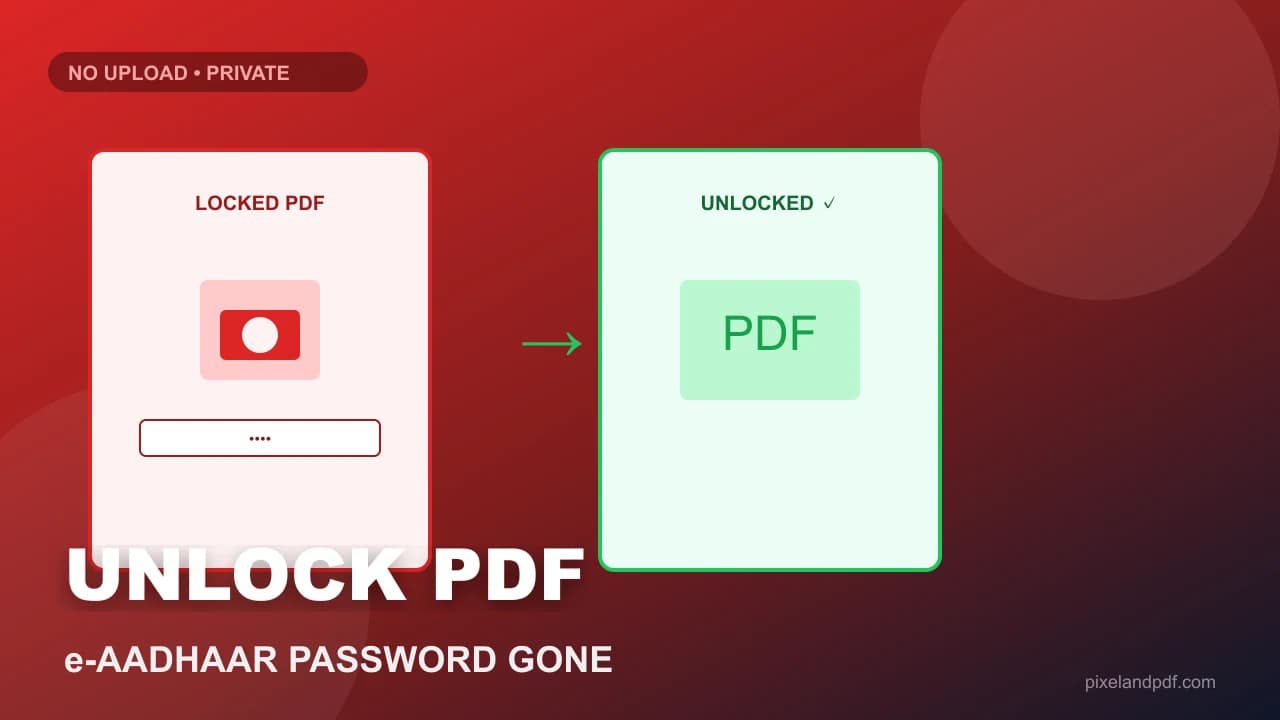 Unlock password protected PDF e-Aadhaar — locked UIDAI download opened in browser without uploading to a server